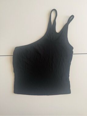 Publik Asymmetric Ribbed Tank Top in Black